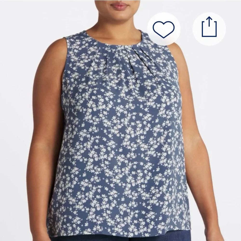 Floral Sleeveless Blue Top - Picture 5 of 5